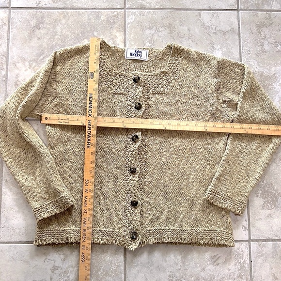 John Molloy Ireland Donegal Knit Linen and Cotton Cardigan Size Large Lagenlook - Picture 5 of 9